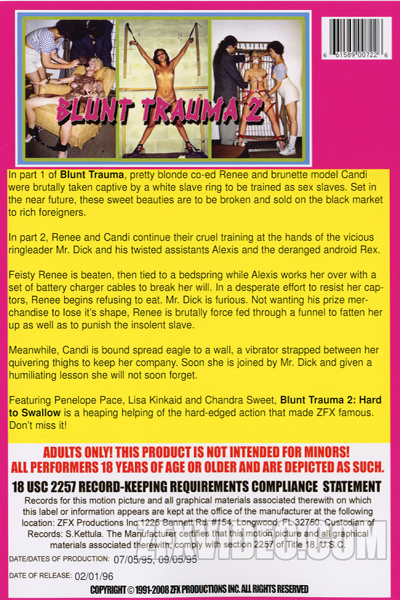 ZFX Movie Blunt Trauma 2: Hard to Swallow back cover